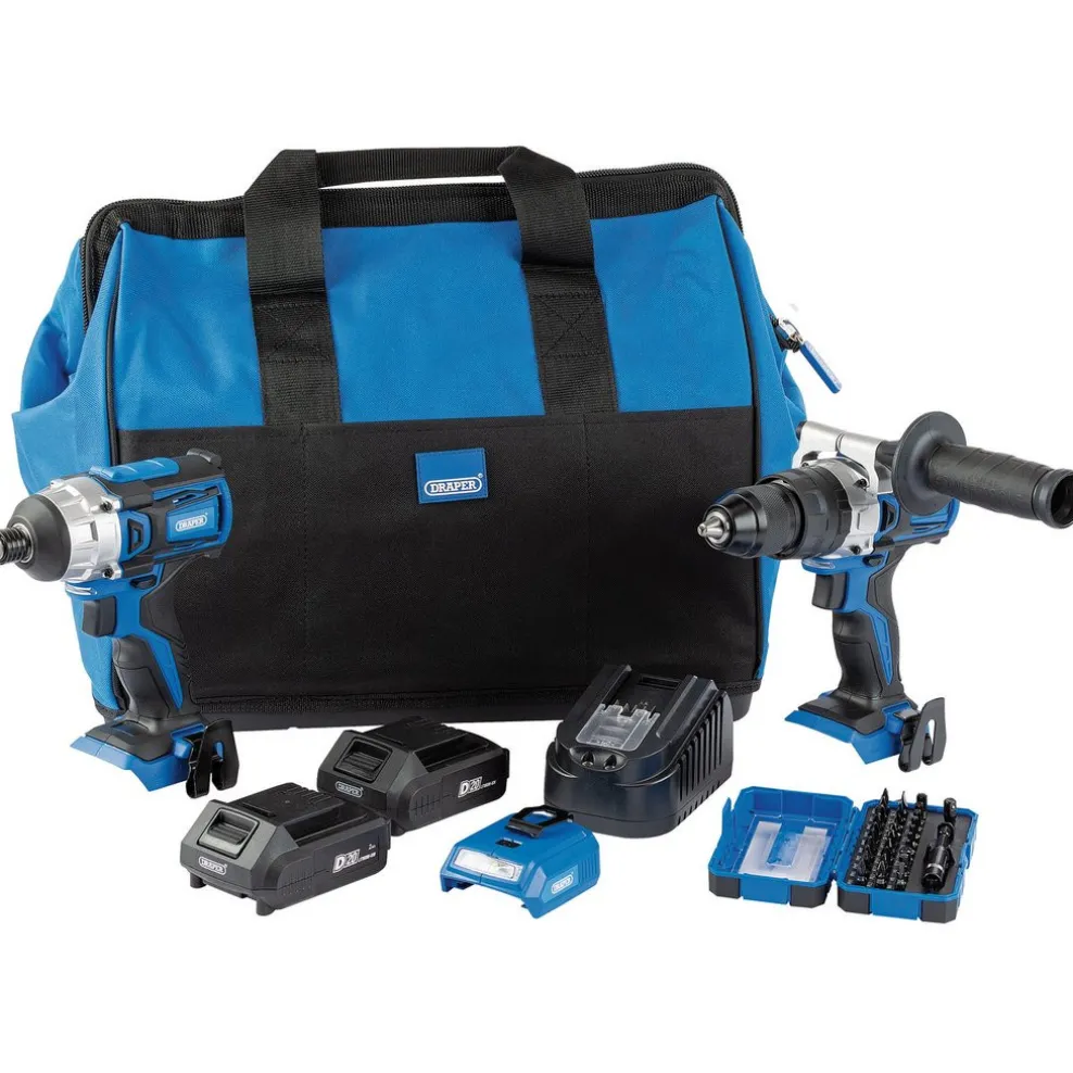 D20 Fix 'N' Go Kit (2 Piece), 2 x 2.0Ah Batteries, 1 x Charger, 1 x Bag