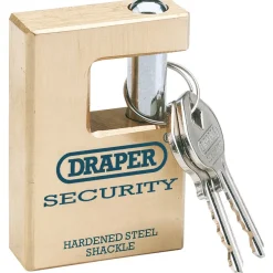 Draper Expert Close Shackle Solid Brass Padlock with Hardened Steel Shackle, 2 Keys, 63mm