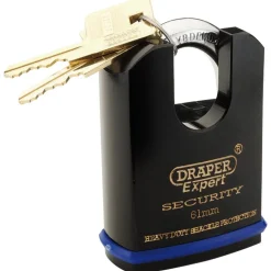 Draper Expert Heavy Duty Padlock and 2 Keys with Shrouded Shackle, 61mm