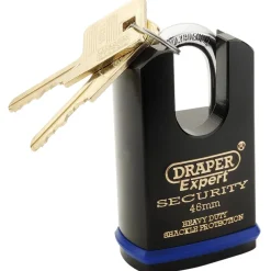 Draper Expert Heavy Duty Padlock and 2 Keys with Shrouded Shackle, 46mm