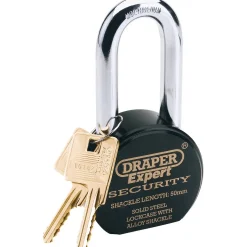Draper Expert Heavy Duty Stainless Steel Padlock and 2 Keys, 63 x 50mm