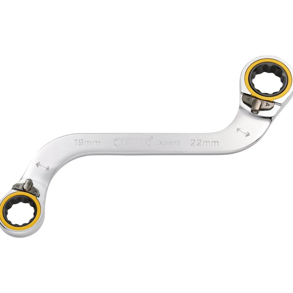 Draper Expert HI-TORQ® Double Ring Ratchet S-Shape Spanner, 19 x 22mm