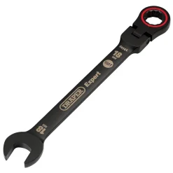 Draper Expert HI-TORQ® Metric Flexible Head Ratchet Combination Spanner, 18mm, Black