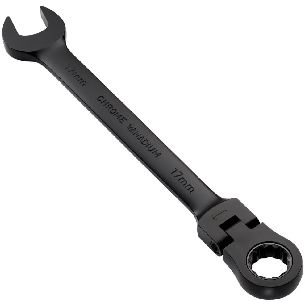 Draper Expert HI-TORQ® Metric Flexible Head Ratchet Combination Spanner, 17mm, Black