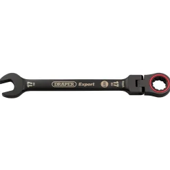 Draper Expert HI-TORQ® Metric Flexible Head Ratchet Combination Spanner, 17mm, Black
