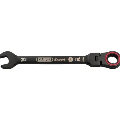 Draper Expert HI-TORQ® Metric Flexible Head Ratchet Combination Spanner, 14mm, Black