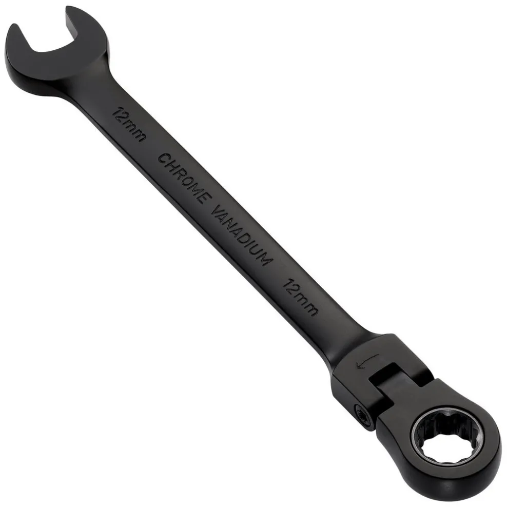 Draper Expert HI-TORQ® Metric Flexible Head Ratchet Combination Spanner, 12mm, Black