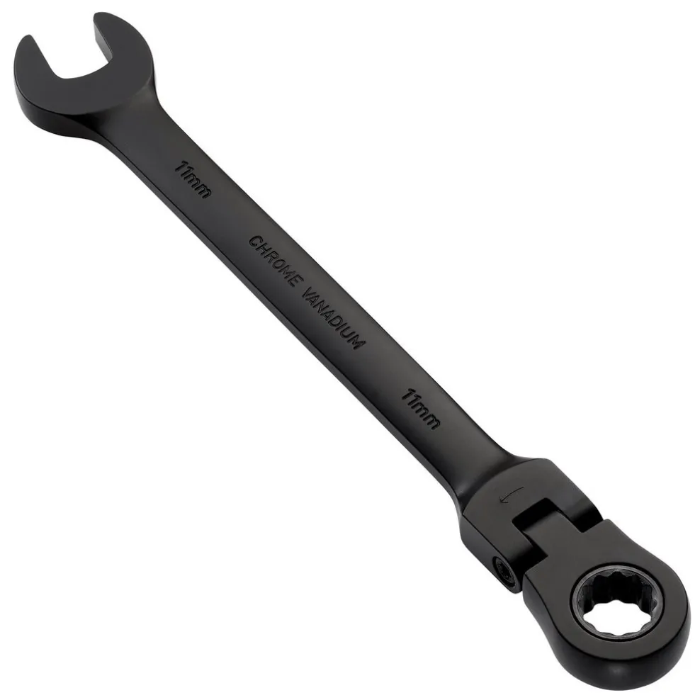 Draper Expert HI-TORQ® Metric Flexible Head Ratchet Combination Spanner, 11mm, Black