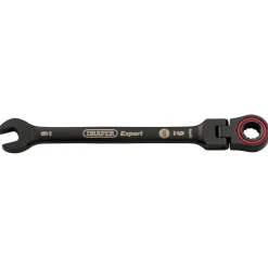 Draper Expert HI-TORQ® Metric Flexible Head Ratchet Combination Spanner, 9mm, Black
