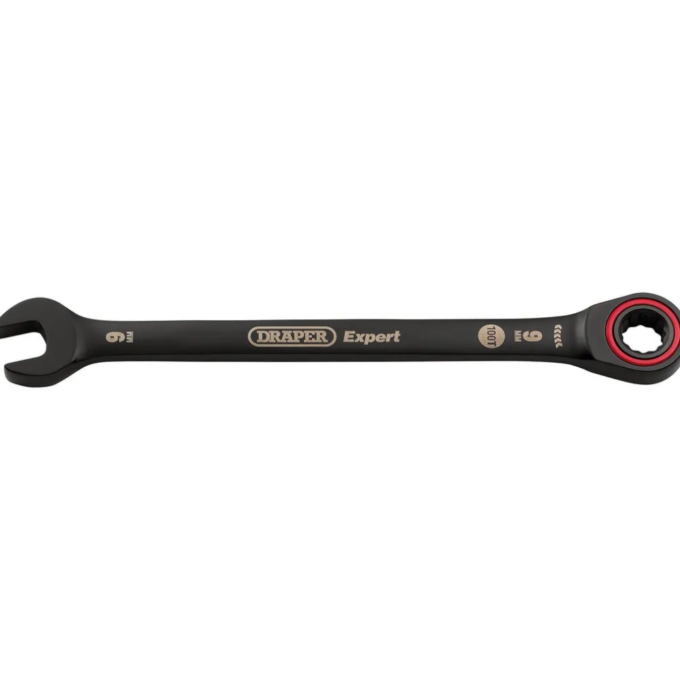 Draper Expert HI-TORQ® Metric Ratchet Combination Spanner, 9mm, Black