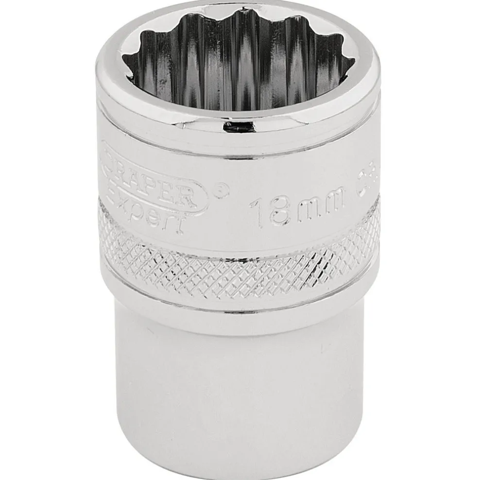 Draper Expert HI-TORQ® 12 Point Socket, 1/2" Sq. Dr., 18mm
