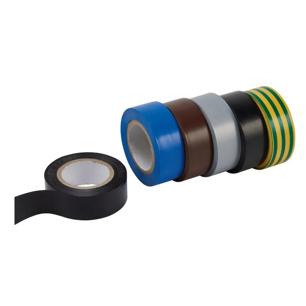 Draper Expert Insulation Tape, 10m x 19mm, Mixed Colours (Pack of 6)