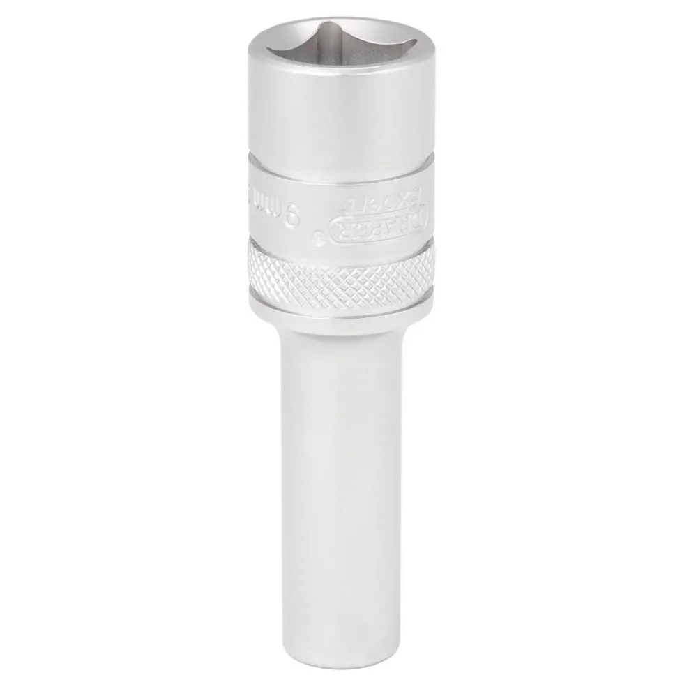 Draper Expert Metric Deep Socket, 1/2" Sq. Dr., Micro Satin Chrome, 9mm
