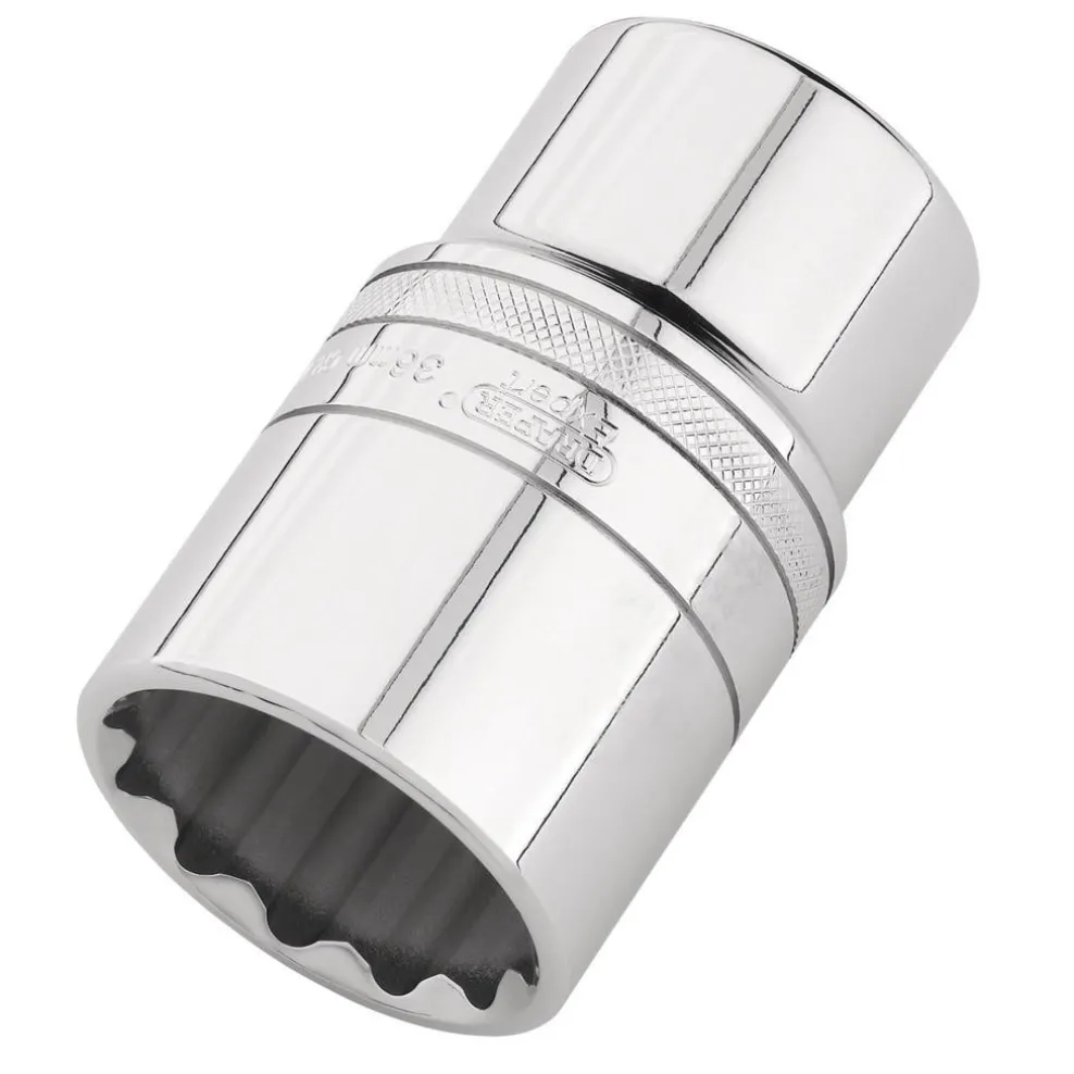 Draper Expert Metric Deep Socket, 1/2" Sq. Dr., Polished Chrome, 36mm