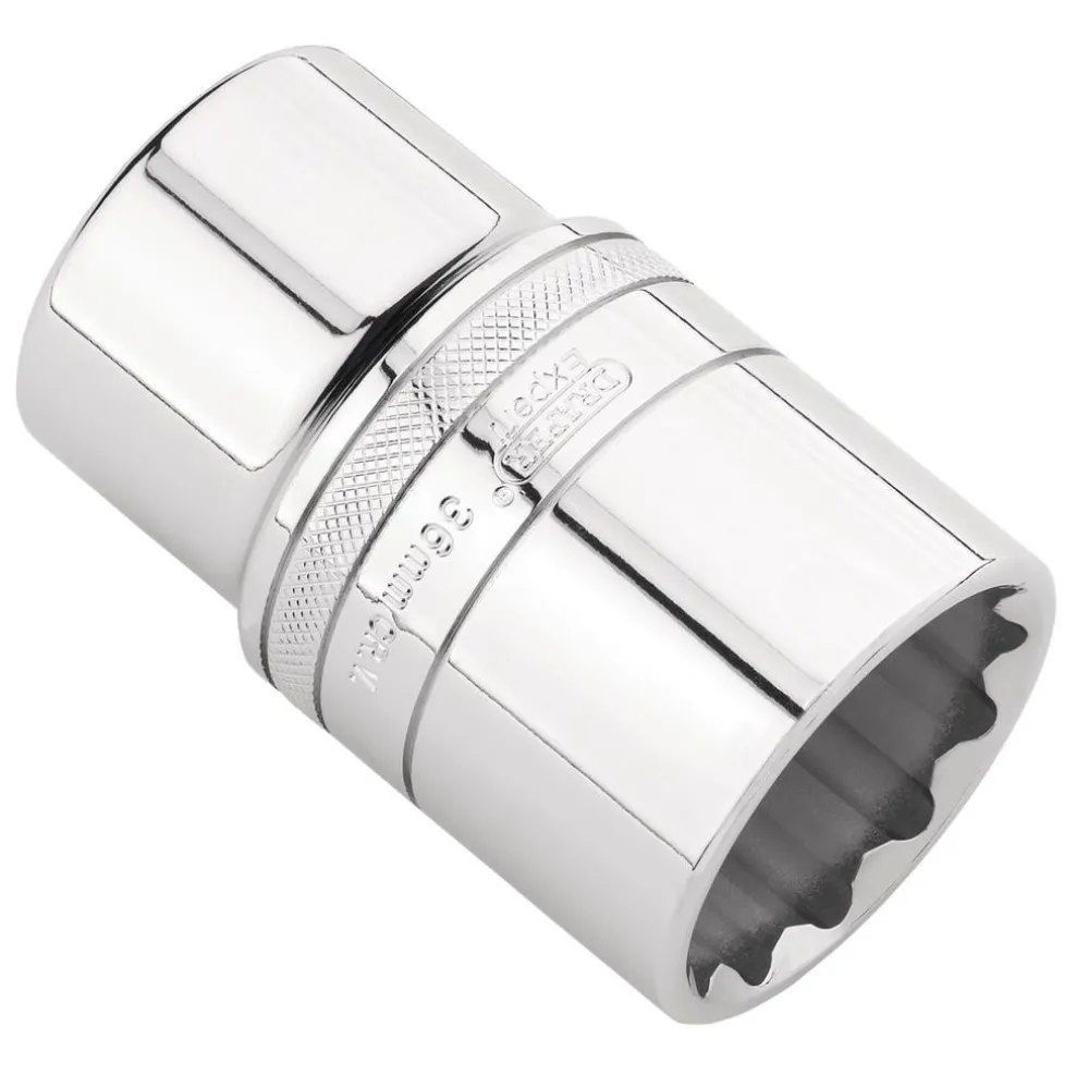 Draper Expert Metric Deep Socket, 1/2" Sq. Dr., Polished Chrome, 36mm