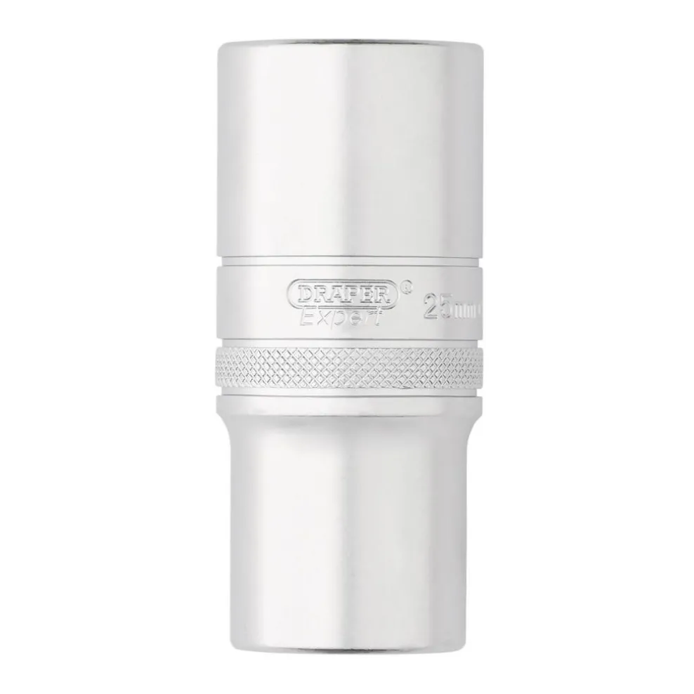 Draper Expert Metric Deep Socket, 1/2" Sq. Dr., Micro Satin Chrome, 25mm