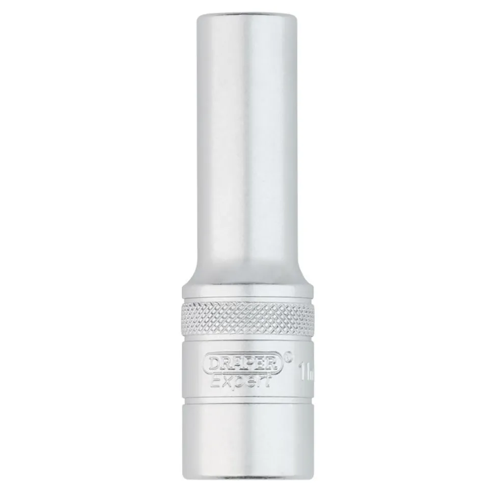 Draper Expert Metric Deep Socket, 1/2" Sq. Dr., Micro Satin Chrome, 11mm