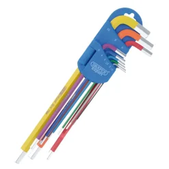 Draper Expert Metric Extra-Long Arm Hex Key Set, Colour Coded (9 Piece)