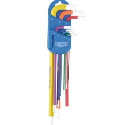 Draper Expert Metric Extra-Long Arm Hex Key Set, Colour Coded (9 Piece)