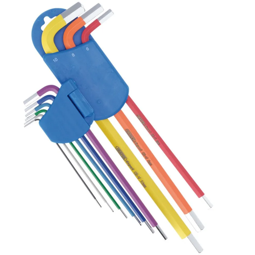 Draper Expert Metric Extra-Long Arm Hex Key Set, Colour Coded (9 Piece)