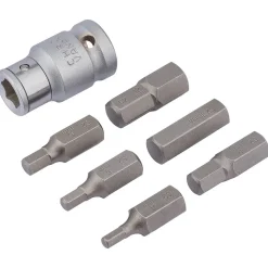 Draper Expert Metric Hexagon Bit Set, 1/2" Sq. Dr. (7 Piece)