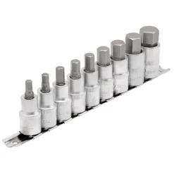 Draper Expert Metric Hex. Socket Bit Set, 1/2" Sq. Dr., 55mm (9 Piece)