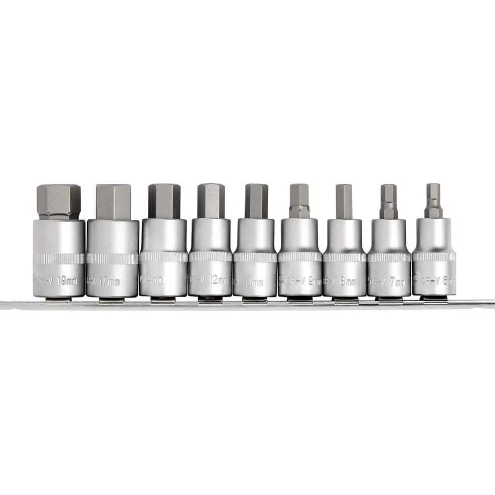 Draper Expert Metric Hex. Socket Bit Set, 1/2" Sq. Dr., 55mm (9 Piece)