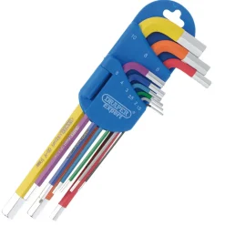 Draper Expert Metric Long Arm Hex Key Set, Colour Coded (9 Piece)