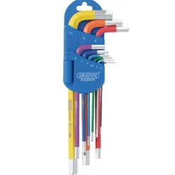 Draper Expert Metric Long Arm Hex Key Set, Colour Coded (9 Piece)