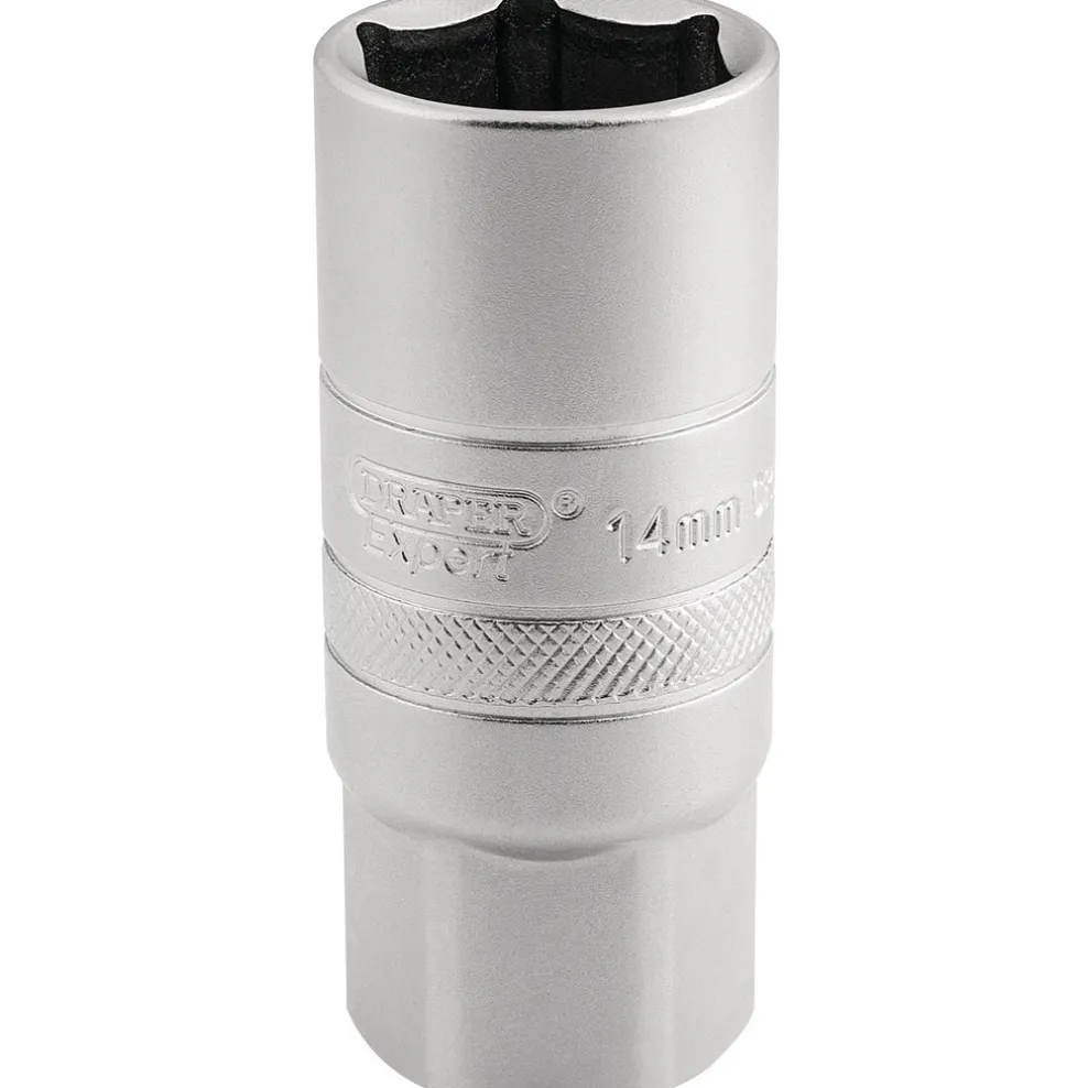 Draper Expert 14mm Thread 6 Point Satin Chrome Spark Plug Socket, 1/2" Sq. Dr., 21mm