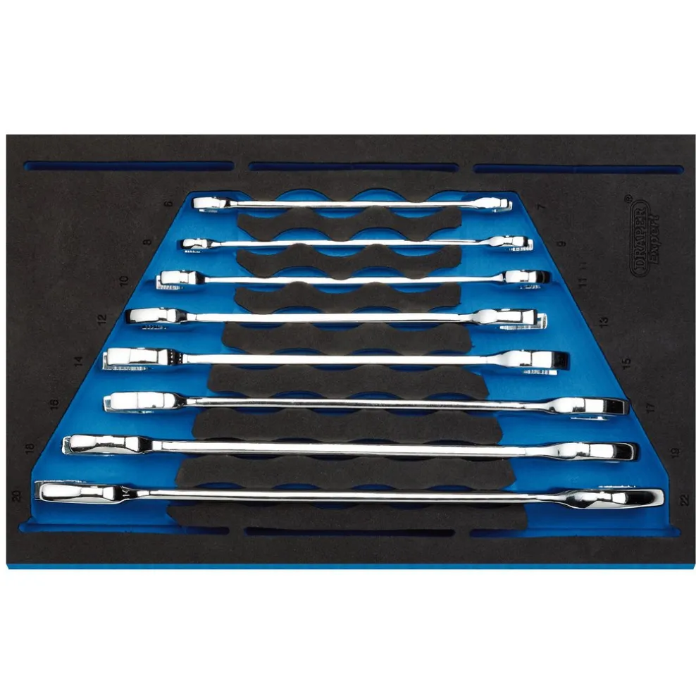 Draper Expert Open Ended Spanner Set in 1/4" Drawer EVA Insert Tray (8 Piece)