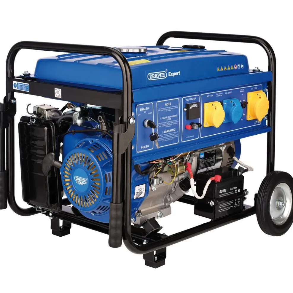 Draper Expert Petrol Generator with Wheels, 5000W