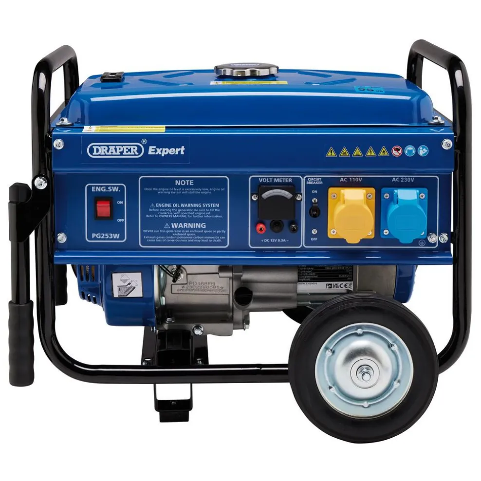 Draper Expert Petrol Generator with Wheels, 2000W