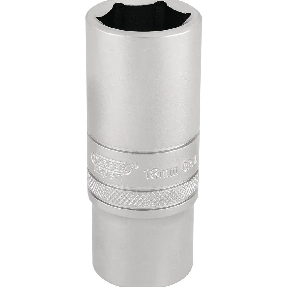 Draper Expert 6 Point Deep Socket, 3/8" Sq. Dr., 18mm