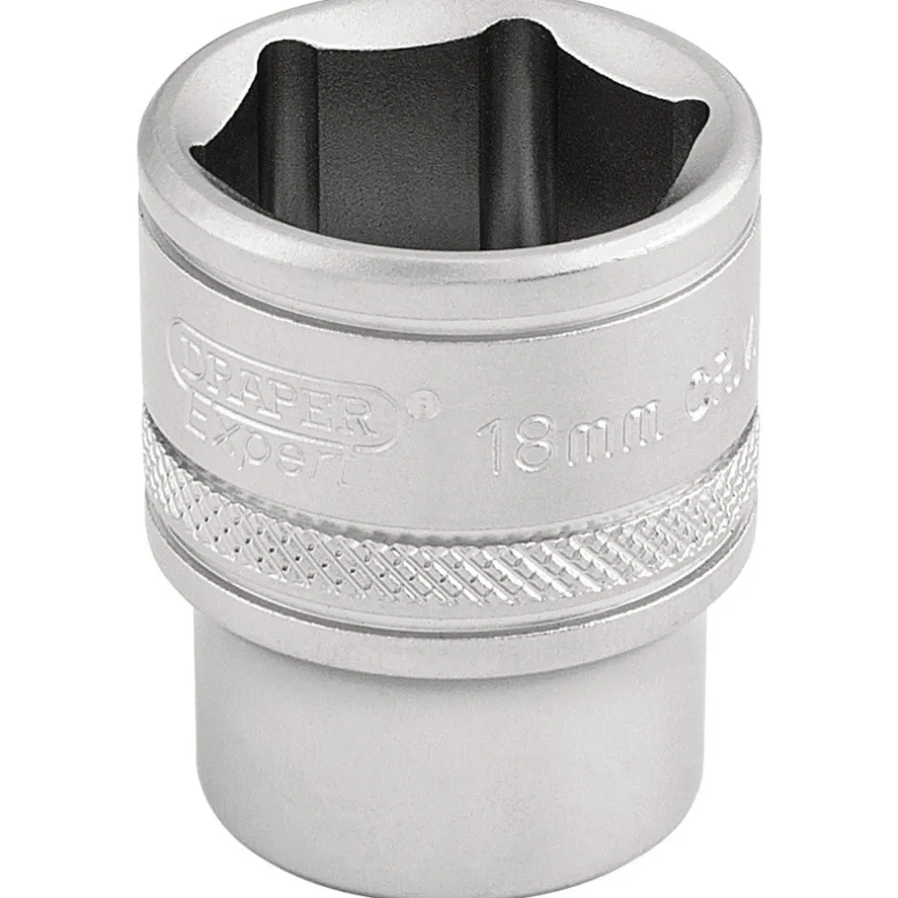 Draper Expert 6 Point Metric Socket, 3/8" Sq. Dr., 18mm