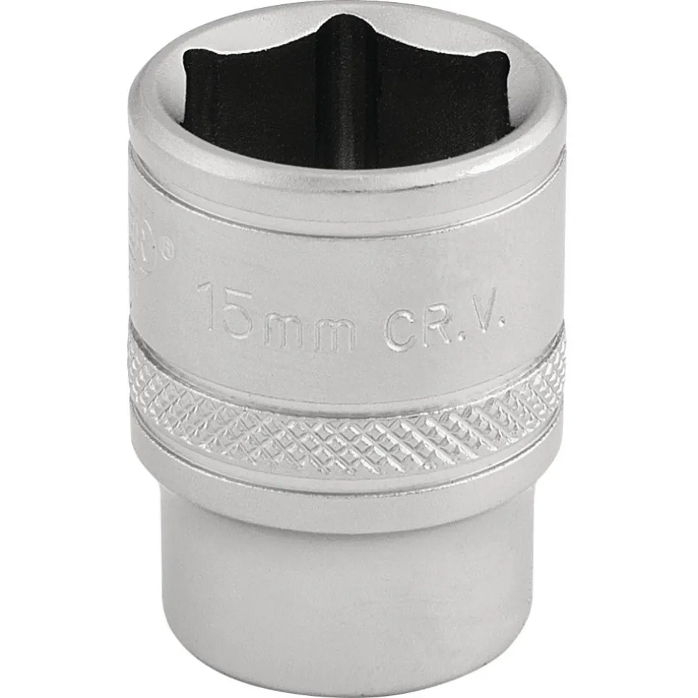 Draper Expert 6 Point Metric Socket, 3/8" Sq. Dr., 15mm