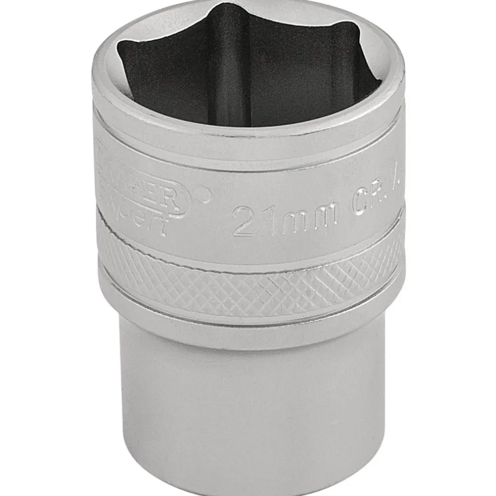 Draper Expert 6 Point Metric Socket, 1/2" Sq. Dr., 21mm