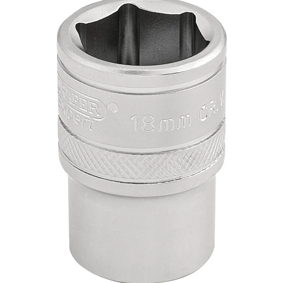 Draper Expert 6 Point Metric Socket, 1/2" Sq. Dr., 18mm