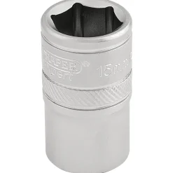 Draper Expert 6 Point Metric Socket, 1/2" Sq. Dr., 15mm