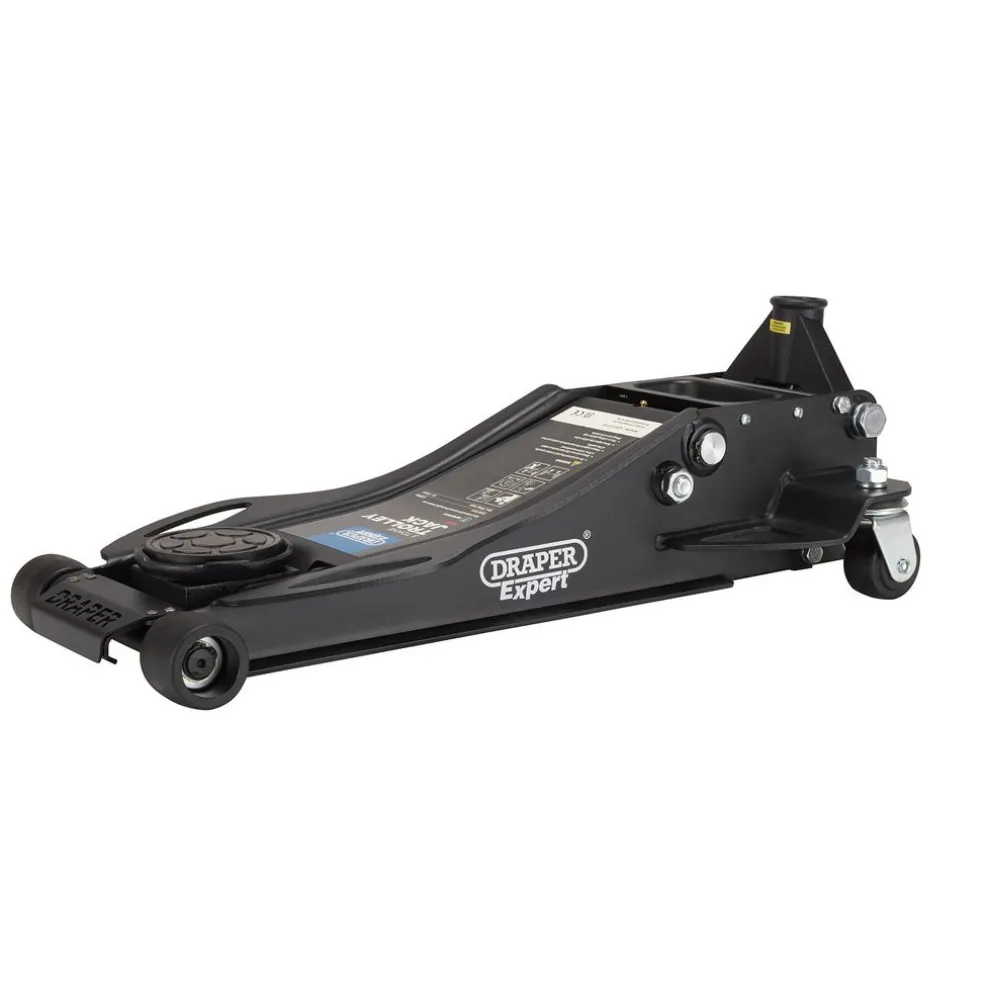 Draper Expert Professional Low Profile Fast Lift Garage Trolley Jack, 3 Tonne, Black