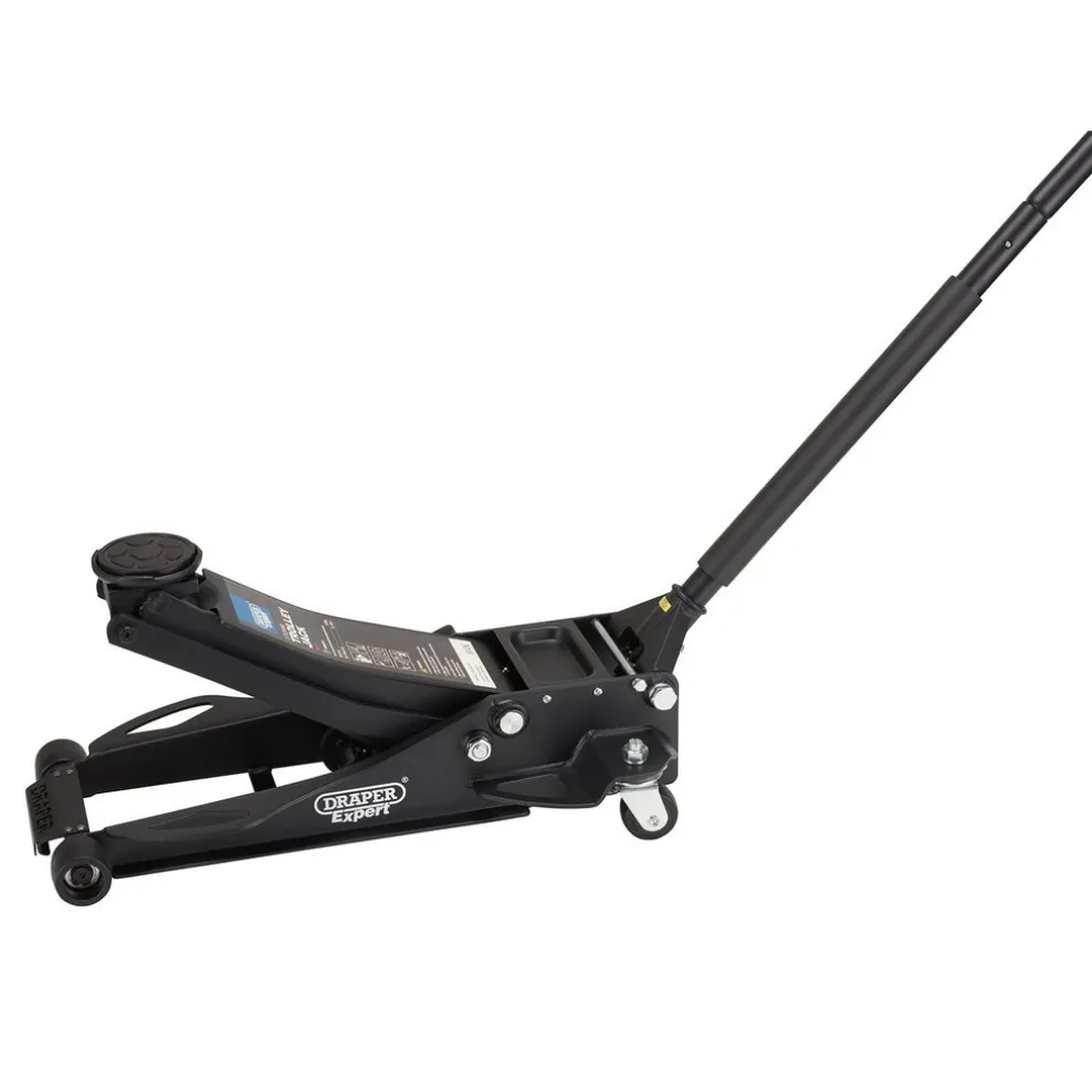 Draper Expert Professional Low Profile Fast Lift Garage Trolley Jack, 3 Tonne, Black