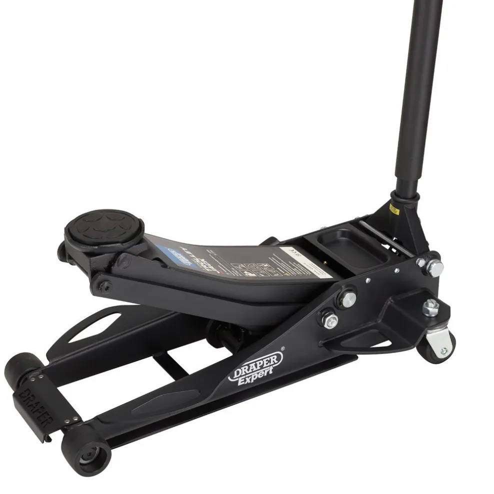 Draper Expert Professional Low Profile Fast Lift Garage Trolley Jack, 3 Tonne, Black