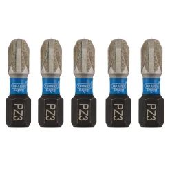 Draper Expert PZ-Type Impact Screwdriver Bits, No.3 x 25mm, 1/4" Hex (Pack of 5)