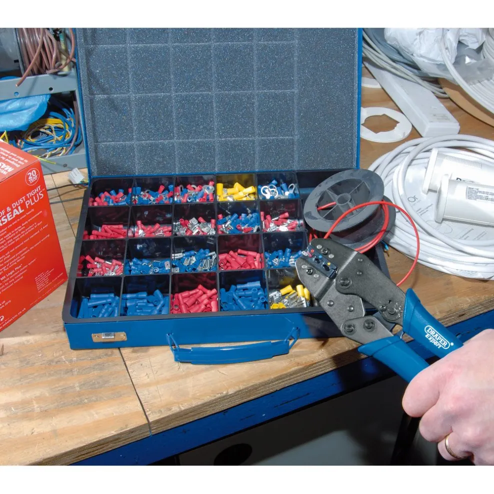 Draper Expert Ratchet Crimping Tool And Terminal Kit, 220mm