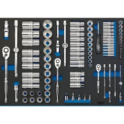Draper Expert Socket Set in Full Plus Drawer EVA Insert Tray, 1/4", 3/8" & 1/2" (96 Piece)
