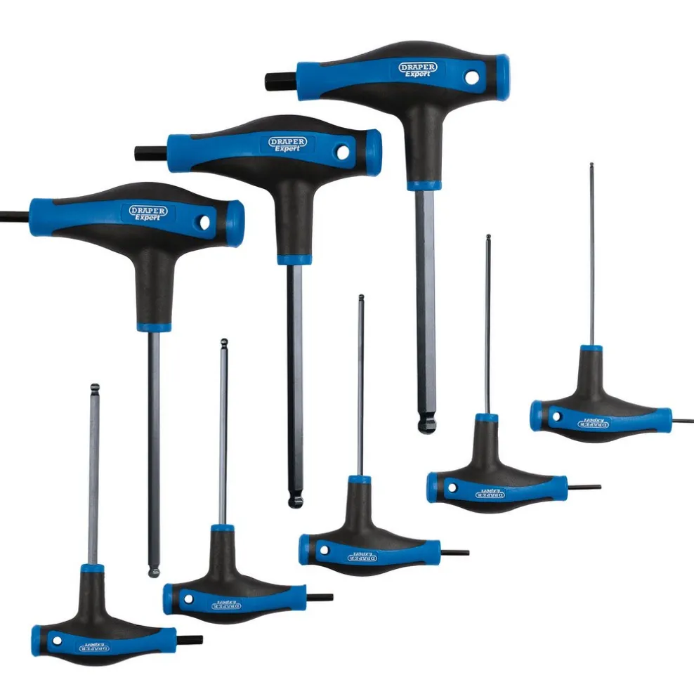 Draper Expert Soft Grip Metric Hex & Ball End T-Handle Key Set (8 Piece)
