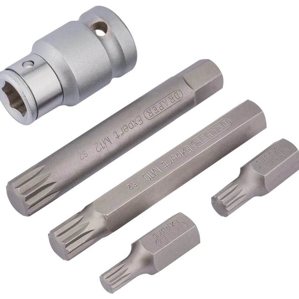 Draper Expert Spline Bit Set, 1/2" Sq. Dr. (5 Piece)
