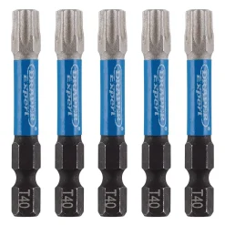 Draper Expert TX-STAR® Impact Screwdriver Bits, T40 x 50mm, 1/4" Hex (Pack of 5)
