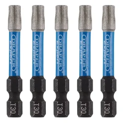 Draper Expert TX-STAR® Impact Screwdriver Bits, T30 x 50mm, 1/4" Hex (Pack of 5)