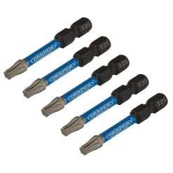 Draper Expert TX-STAR® Impact Screwdriver Bits, T25 x 50mm, 1/4" Hex (Pack of 5)